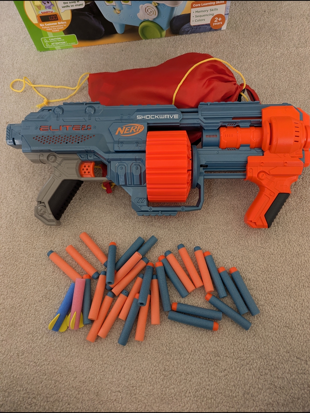 Nerf Elite 2.0 Shockwave Drum Blaster - Blue and Orange